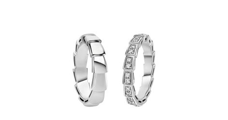 Serpenti Viper White Gold and Diamond Couples' Rings | Bulgari Bulgari Wedding Rings, Bvlgari Wedding Ring Couple, Bvlgari Couple Ring, Bvlgari Ring Wedding, Bulgari Aesthetic, Bvlgari Wedding Ring, Bvlgari Ring Serpent, Bulgari Serpenti Ring, Bvlgari Serpenti Ring