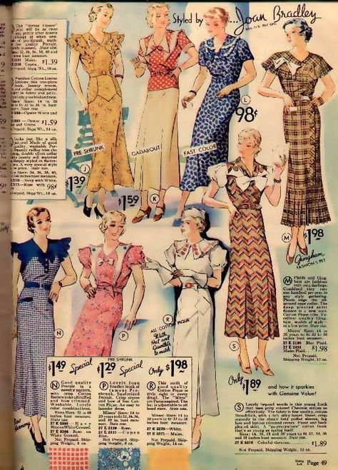 1934 Spring Sears Catalogue! Women's clothing used to be so classy! 1930 Style, Catalog Fashion, Vintage Fashion 1930s, 1930 Fashion, 1930's Fashion, Sears Catalog, 30s Fashion, Evolution Of Fashion, Dresses Spring