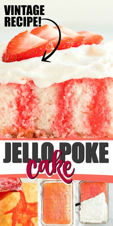 Jello Poke Cake Recipe Cool Whip, Easy Jello Cake, Jello Cakes Poke, New Years Poke Cake, Keto Jello Cake, Poke And Pour Jello Cake, Cake With Jello In It, Hello Poke Cake Recipe, Jello Poke Cake Recipes Easy