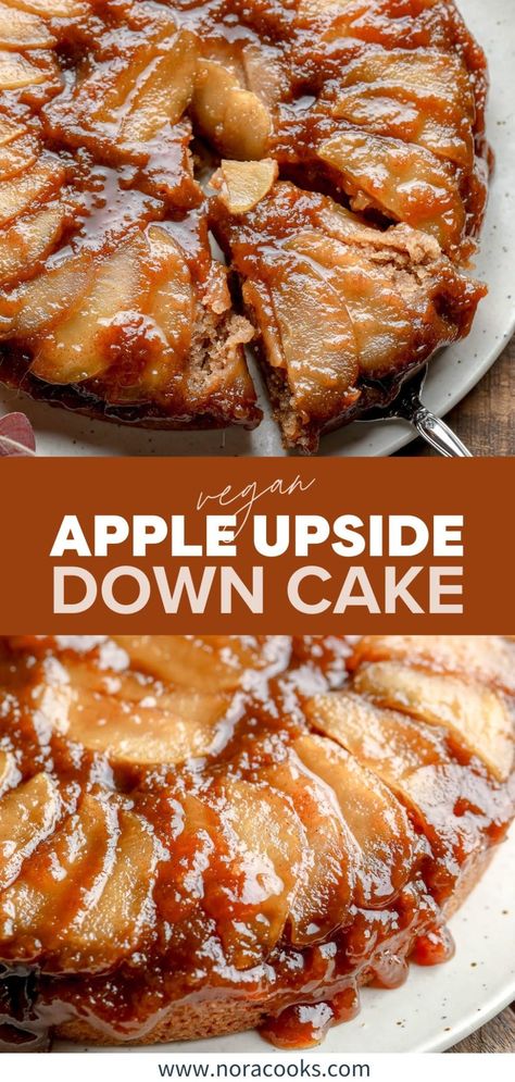 Vegan Apple Upside Down Cake, Easy Vegan Apple Pie, Vegan Fall Desserts Easy, Unique Apple Desserts, Vegan Apple Cider Cake, Vegan Apple Spice Cake, Apple Pie Alternatives, Vegan Upside Down Cake, Vegan Apple Cake Recipe