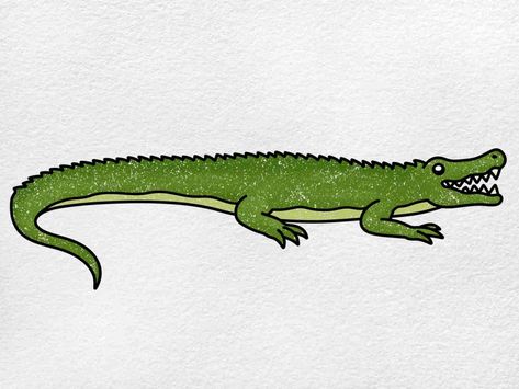 How to Draw a Crocodile - HelloArtsy Crocodile Painting, Panda Drawing Easy, Crocodile Eyes, Simple Face Drawing, Black Crayon, Panda Drawing, Easy Animal Drawings, Painting Practice, Easy Animals