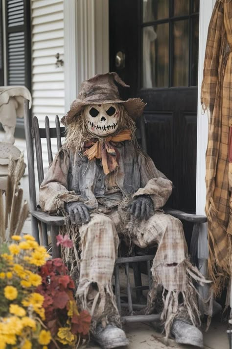 Halloween Scarecrow Ideas, Halloween Haunted House Ideas, Creepy Scarecrow, Halloween Scarecrows, Diy Halloween Decorations Outdoor, Scary Halloween Decorations Outdoor, Halloween Lawn, Halloween Diy Outdoor, Halloween Outside