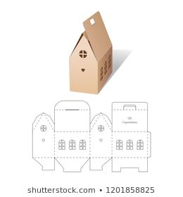 Stock Photo and Image Portfolio by gorlitsa | Shutterstock House Packaging Design, Box Packaging Templates, House Gift Box, Paper Box Template, House Template, Packaging Template, Paper House, Diy Gift Box, Retail Box