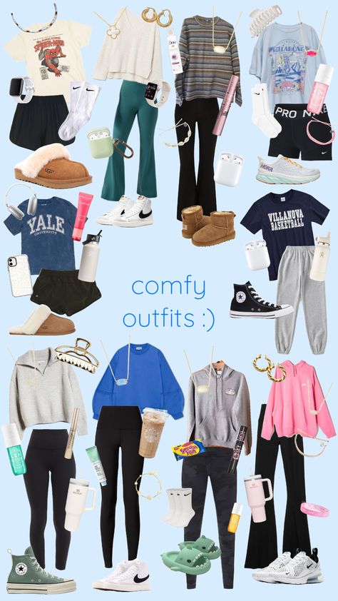 #comfyschoolfit #comfycore #comfyfits #comfycasualstyle #comfycozy #comfyaesthetic #comfyclothes #comfyoutfit #comfyfit #comfy #casualsummeroutfit #casuallook #casualootd #casualfits #casualchic Cute Easy Outfits For School, Cute Middle School Outfits, Preppy Outfits For School, Simple Outfits For School, Casual Preppy Outfits, Trendy Outfits For Teens, Clothes And Shoes, Cute Lazy Day Outfits, Cute Lazy Outfits