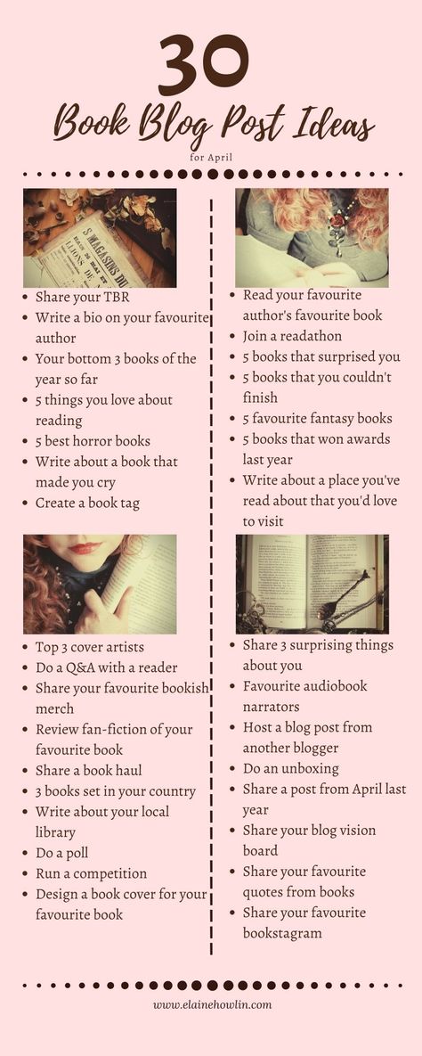 30 Blog Post Ideas & Calendars | April – Elaine Howlin Bookish Bio For Instagram, Bookstagram First Post Ideas, Username Ideas For Bookstagram, Bio Ideas For Readers, Author Blog Post Ideas, Blog Post Aesthetic, Bookstagram Post Schedule, Aesthetic Blog Ideas, Booktok Bio Ideas