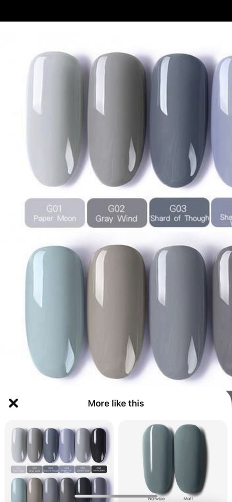 Nail Color Gray, Grey Mani Pedi Combos, Light Gray Gel Nails, Plain Nails Colors Winter, French Manicure Ideas Colored, Cold Colors Nails, Blue Gray Dip Nails, Light Grey Pedicure, Light Grey Dip Nails