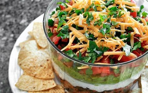 10 Recipes That Defined the 1980s — Recipes of the Decade Lean Cuisine Recipes, Ezra Pound, Healthy Superbowl, Seven Layer Dip, Lean Cuisine, Layer Dip, Vegan Dip, Taco Dip, Superbowl Snacks