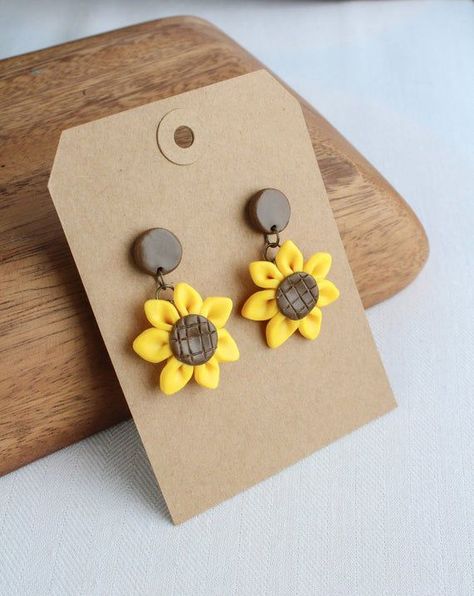 Crea Fimo, Clay Inspo, Polymer Clay Flower Jewelry, Diy Earrings Polymer Clay, Polymer Clay Jewelry Tutorials, Handmade Clay Jewelry, Polymer Earrings, Polymer Clay Diy, Sunflower Earrings