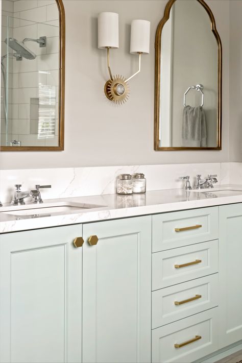 Blend various sizes of knob & pulls on your bathroom vanity or kitchen cabinets for a designer look. Restoration Hardware Bathroom Vanity, Bathroom Cabinet Pulls, Kitchen Cabinet Hardware Ideas, Cabinet Hardware Ideas, Restoration Hardware Bathroom, Popular Kitchen Cabinet, Bathroom Cabinet Hardware, Bathroom Cabinet Handles, Bathroom Cabinet Knobs