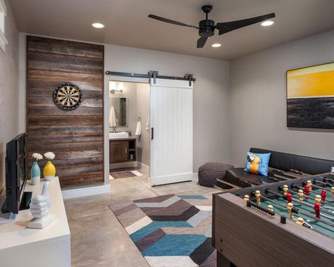 We're looking for the Fresh Faces of Design.  Vote for this room or view other contenders at HGTV.com --> http://hg.tv/20p5v Rec Room Basement, Teen Bathroom, Basement Games, Basement Laundry Room, Game Room Basement, Game Room Family, Video Game Rooms, Small Basements, Decor Ikea