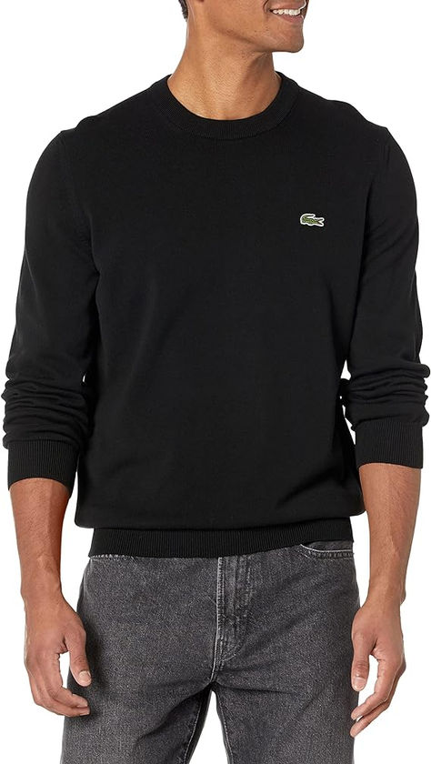 Lacoste Mens Long Sleeve Crew Neck Regular Fit Sweater René Lacoste, Tennis Champion, Green Crocodile, Jersey Sweater, Lacoste Men, Clothes Set, Hooded Shirt, Fitted Sweater, Minimal Fashion