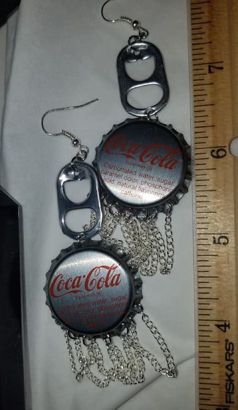 Art With Bottle Caps, Pepsi Bottle Cap, Hex Nut Jewelry, Soda Bottle Crafts, Bottle Cap Earrings, Bottle Cap Jewelry, Bottle Cap Projects, Bottle Cap Necklace, Beer Bottle Cap