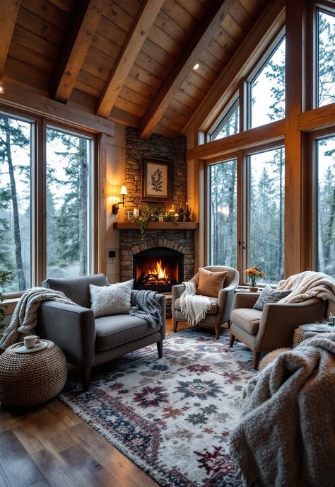 Small Cabin Interior Ideas Cedar Cabin Interior Design, Cozy Small Cabin, Small Cabin Exterior Ideas, Small Cabin Bathroom Ideas, Small Cabin Interior Ideas, Cozy Corner Ideas, Cozy Cabin Interior, Cabin Interior Ideas, Small Cabin Interiors