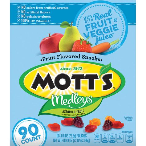 Motts Fruit Snacks, Snacks Gluten Free, Yogurt Covered Raisins, Fruit Gummies, Welches Fruit Snacks, Fruit Pouches, Fruity Snacks, Yogurt Snacks, Veggie Juice