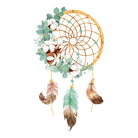 Watercolor boho dream catcher with wild ... | Premium Vector #Freepik #vector #watercolor #floral #leaves #botanical Boho Dream Catcher, Dream Catcher Art, Feuille Eucalyptus, Watercolor Boho, Deco Stickers, Poster Shop, Dream Catcher Boho, Eucalyptus Leaves, Saint Pierre And Miquelon