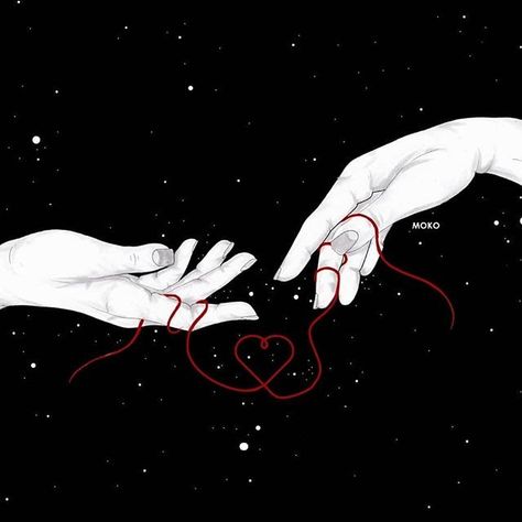 I want my twinflame. The person my red string is tied to; I want to be with him forever. Red Thread Of Fate Aesthetic, The Red String Of Fate, Soulmates Art, Long Distance Lovers, An Invisible Thread, String Of Fate, Red String Of Fate, Drawings For Boyfriend, Five Love Languages