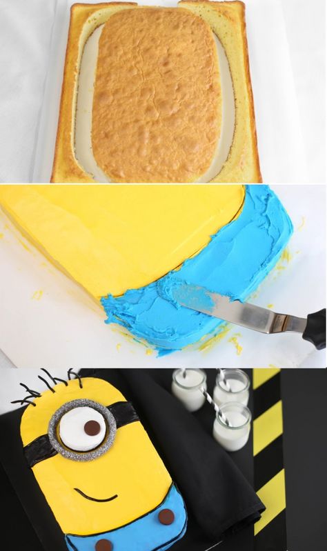 easy do it yourself minions cake Diy Minion Party, Minion Party Food, New Minions Movie, Cake Recipe For Decorating, Diy Party Food, Diy Minions, Minion Birthday Cake, Minions Party, Minion Theme