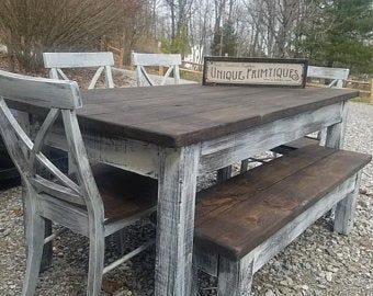 Rustic Farmhouse Dining Table, Rustic Kitchen Tables, Rustic Farmhouse Table, Farmhouse Dining Room Table, Farmhouse Kitchen Tables, Rustic Farmhouse Kitchen, Rustic Dining Room, Kitchen Dining Chairs, Kitchen Table Settings