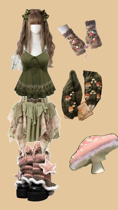 Botanical Outfit, College Core, Clothing Aesthetics, Cute Frogs, Themed Outfits, Pink Outfit, Green And Brown, Green, Pink