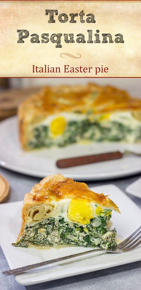 Torta Pasqualina | Italian Easter pie | Spinach and ricotta pie Italian Spinach Pie Recipe, Italian Ricotta Pie, Spinach Ricotta Pie, Italian Easter Recipes, Italian Easter Pie, Ricotta Pie, Easter Pie, Pizza Rustica, Puff Pastry Crust