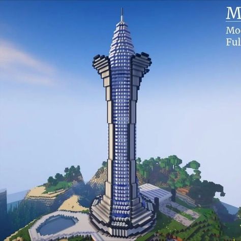 Are you looking for a skyscraper built in Minecraft that looks amazing and stunning wherever angle you look? Then this Stylish Modern Skyscraper in Minecraft is the perfect build you're searching for! With a tower this big, you'll never get lost as it would be visible wherever you go around your base! So check it out now. Minecraft Skyscraper, Minecraft House Ideas, Minecraft City Buildings, Modern Skyscrapers, Minecraft Modern, Cool Minecraft Houses, Big Building, Minecraft City, Minecraft Plans