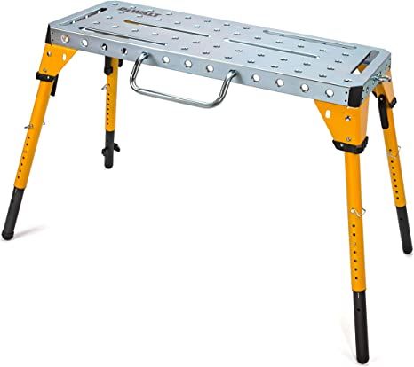 Dewalt Adjustable Height Portable Steel Welding Table and Work Bench, 18 x 46-inch Tabletop, Folding Legs, Carrying Handle, and Cord Minder - - Amazon.com Welding Tables, Steel Welding, Welding Table, Work Bench, Work Surface, Workbench, Carry On, Table Top, Bench