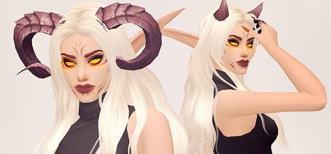 Sims 4 Horns Cc, Sims 4 Cc Horns, Spooky Palette, World Of Warcraft Demon Hunter, Warcraft Demon Hunter, Horn Styles, Sims 4 Anime, Sims 4 Studio, Pelo Sims