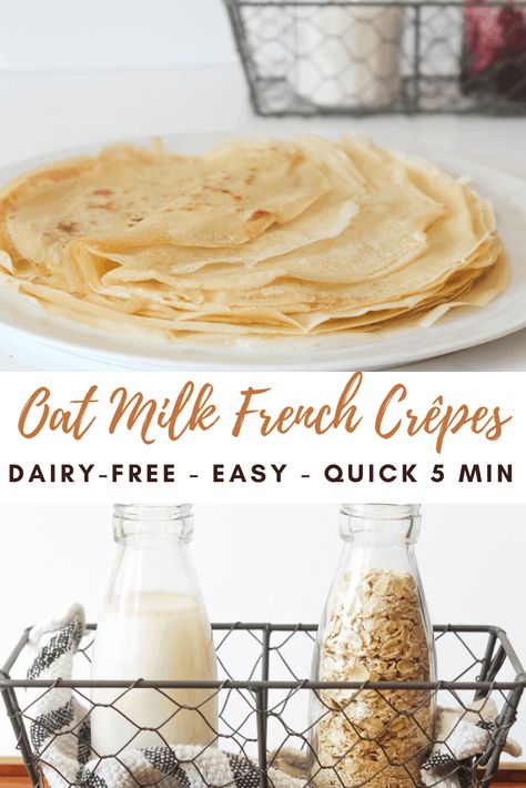 Classic French crêpes in a delicious dairy-free version with oat milk. No taste difference, better for you, jump to the recipe and get busy! #dairyfree #brunch #breakfast #frenchfood #crepes #snack #gouter #sweet Blender Crepes, 2 Ingredient Recipes, French Crepes, Crepe Recipes, Fall Food, Pancakes And Waffles, Oat Milk, Eat Dessert, Classic Food