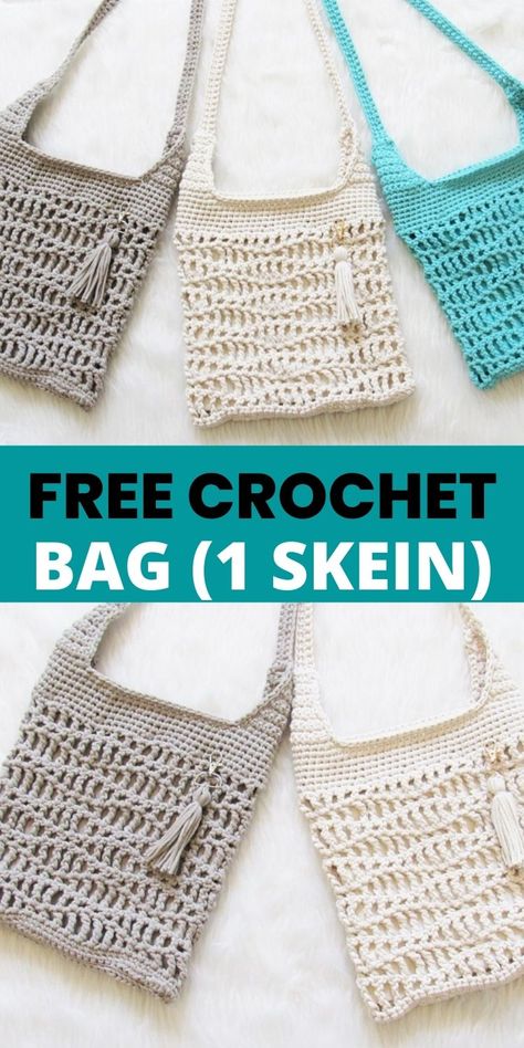 Crocheted Purses, Purse Patterns Free, Tote Crochet, One Skein Crochet, Crossbody Bag Pattern, Keychain Pattern, Crocheted Bags, Crochet Purse Pattern Free, Free Crochet Bag