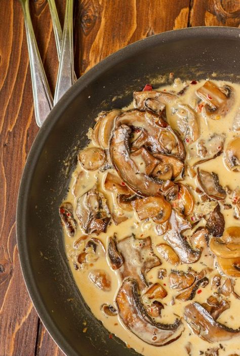 Portobello Mushroom Pasta with Cream Sauce | #recipe #mushrooms #vegetarian #glutenfree | thecookiewriter.com Roasted Portobello Mushrooms, Black Pasta, Olive Pesto, Ink Pasta, Oil Pasta, Truffle Sauce, Cream Sauce Pasta, Recipe Shrimp, Truffle Pasta