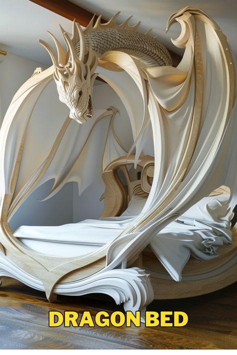 Bring the allure of fantasy into your bedroom with our captivating dragon beds! 🏰✨ Elevate your decor and embark on a journey through imagination. #DragonBeds #FantasyFurniture #BedroomGoals #MythicalDesign #InteriorInspiration #HomeDecor Fantasy Decor Ideas, Fantasy House Decor, Fantasy Inspired Bedroom, Dragon Home Decor, Dragon Bedroom Ideas, Fantasy Room Ideas, Mystical Bedroom Ideas, Fantasy Room Decor, Fantasy Bed