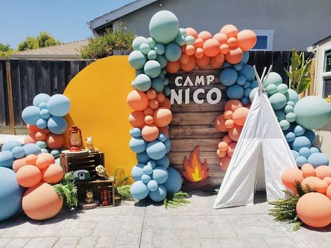 One Happy Camper First Birthday Backdrop, One Happy Camper Games, Camping Party Backdrop, One Happy Camper Invitation, One Happy Camper Balloon Arch, One Happy Camper Centerpieces, One Happy Camper Backdrop, Happy Camper Baby Shower Theme, Cabin Birthday