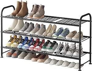 LINZINAR Shoe Rack 3 Tier Storage Organizer for Closet Entryway Metal Black Long Shoe Rack, Shoe Rack For Closet, 3 Tier Shoe Rack, 4 Tier Shoe Rack, Organizer For Closet, Entryway Closet, Metal Shoe Rack, High Heels Sneakers, Shoe Rack Closet