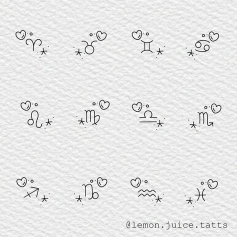 Tato Minimal, Horoscope Tattoos, Tato Henna, Bts Tattoos, Desain Quilling, Small Pretty Tattoos, Cute Little Tattoos, Zodiac Tattoos, Cute Tiny Tattoos