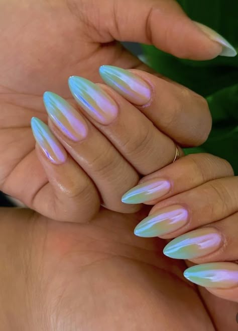 chrome nails, chrome summer nails, summer nails, nail designs , nail ideas, summer nail 2024 trends, nails summer Nails Pearl Chrome, Nail Design For Winter, Chrome Nails Pearl, Pearl Chrome Nails, Nude Chrome Nails, Nude Chrome, Nail Ideas Almond, Chrome Powder Nails, Chrome Nail Designs