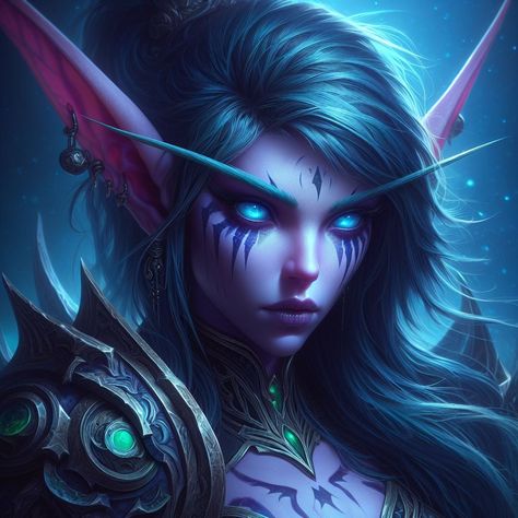 World Of Warcraft Night Elf Female, Night Elf Female, Dnd Elf, Night Elves, Elf Female, Dnd Elves, Warhammer Fantasy Roleplay, Gothic Artwork, Warcraft Art