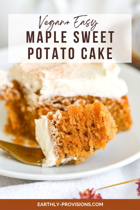 Vegan Sweet Potato Dessert Recipes, Sweet Potato With Maple Syrup Recipes, Vegan Sweet Potato Cake, Sweet Potato Vegan Recipes, Sweet Potato Dessert Vegan, Vegan Maple Cake, Vegan Pound Cake, Potato Cake Recipe, Sweet Potato Cake Recipe