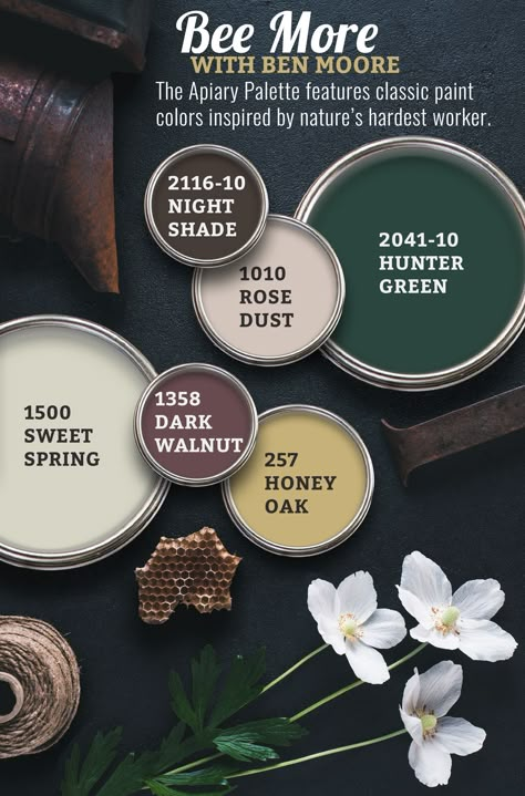 Forest Paint Colors Colour Palettes, Vintage Home Paint Colors, Moody Farmhouse Color Palette, Cottagecore Wall Colors, Earthy Color Palette Kitchen, Cottage Green Paint Colors, Forest Paint Colors, Maximalist Paint Colors, Green Kitchen Color Schemes