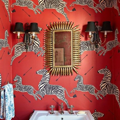 ZEBRAS - WALLPAPER SANDSTONE Scalamandre Zebra Print Wallpaper, Zebra Wallpaper, Iconic Wallpaper, Wallpaper Bathroom, Downstairs Loo, Trellis Pattern, Wallpaper Trends, Royal College Of Art, Powder Bath