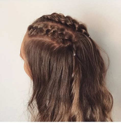 Plaits On Top Of Head, 2 Braids Down The Middle, Small French Braids On Top Of Head, Half Up Half Down Two Braids, Ian Jeffery, Boxer Braids Hairstyles, Half French Braids, Hair Down Styles, Side French Braids