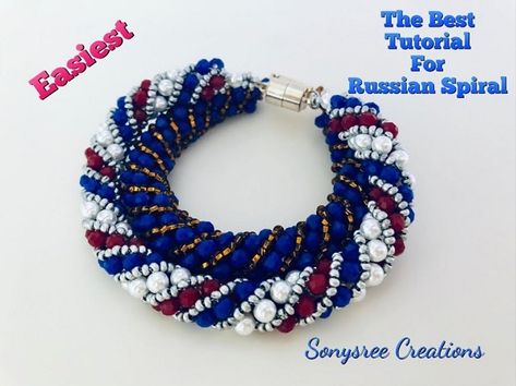 Sonysree Creations' Easy Beaded Russian Spiral Rope Tutorial - The Beading Gem's Journal Beading Basics, Rope Tutorial, Russian Spiral, Seed Bead Tutorials, Free Jewellery Making Tutorials, Spiral Bracelet, Jewellery Diy, Beadwork Tutorial, Bead Weaving Tutorials