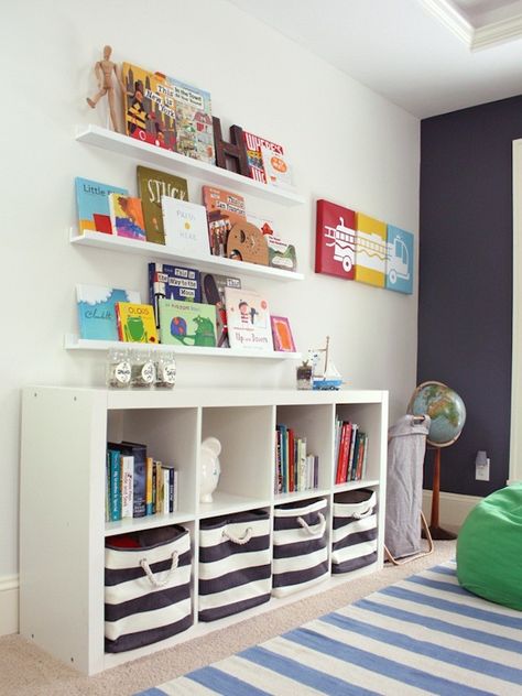 Keep the playroom organized with this storage hack. Toddler Boys Room, Playroom Storage, Playroom Organization, Toy Room, Toddler Bedrooms, Kids Room Ideas, Toy Rooms, Boy Bedroom, Big Girl Rooms