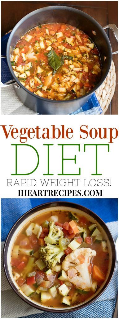 7 day vegetable soup diet recipe for rapid weight loss. Made with low glycemic ingredients such as broccoli, cauliflower, peppers, and more. Vegetable Soup Diet, Diet Soup, I Heart Recipes, Diet Soup Recipes, Hearty Vegetable Soup, Low Glycemic Diet, Soup Diet, Easy Diets, Low Glycemic