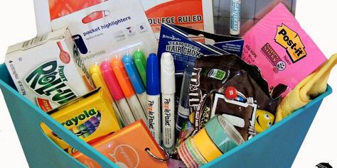 Craftaholics Anonymous® - 55/272 - Crafting Support, Not Recovery Back To School Gift Basket College, Back To School Basket College, College Student Gift Basket, College Gift Baskets, Student Supplies, Gift Baskets For Him, Raffle Basket, Diy Tumblr, Raffle Baskets