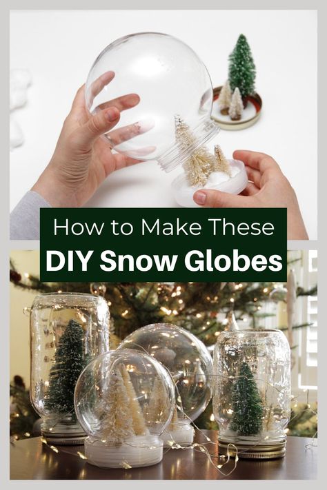 Easy Snow Globes, Diy Snow Globes, Homemade Snow Globes, Ornaments Diy Kids, Globe Diy, Christmas Diy Kids, Snow Globe Crafts, Globe Crafts, Diy Snow