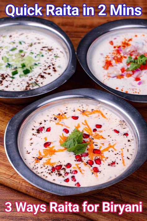 Raita Recipe | Authentic Raita For Pulao & Biriyani Indian Raita Recipe, Raitha Recipes, Eggless Mayonnaise Recipe, Raita Recipe Indian, Red Chutney Recipe, Easy Raita Recipe, Cucumber Raita Recipe, Green Chutney Recipe, Raita Recipe