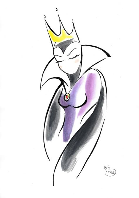 Snow White Drawing, Evil Queen Snow White, Queen Snow White, Disney Villain Party, Disney Evil Queen, Queen Drawing, Snow White Evil Queen, Evil Disney, Cartoon Drawings Disney