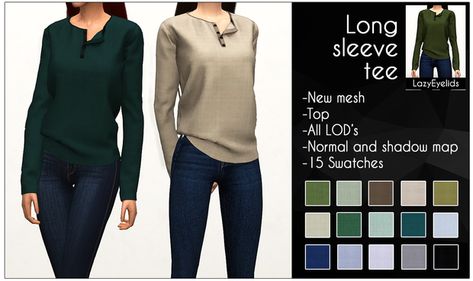 Long sleeve tee | Patreon Sims 4 Cc Clothes Long Sleeve, Sims 4 Long Sleeve Cc, Sims 4 Cc Long Sleeve Top, Sims 4 Long Sleeve Shirt, Sims 4 Cc Long Sleeve Shirt, Sims 4 Long Sleeve, Sims 4 Seasons, Sims 4 Stories, Ts4 Mods