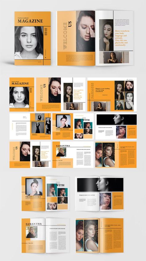 Lookbook Magazine, Lookbook Template, Magazine Template, Page Template, Fashion Lookbook, Body Language, Letter Size, Design Template, Wellness Design