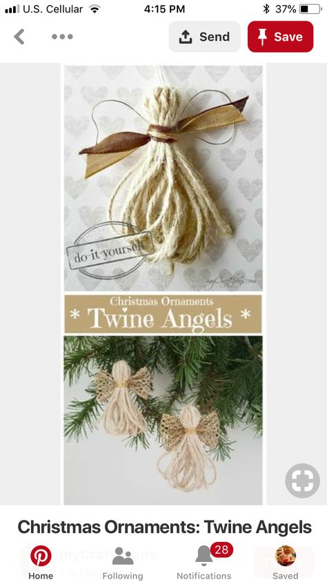 Twine Angels, Christmas Ornaments Homemade Rustic, Christmas Ornaments Homemade Kids, Diy Christmas Ornaments Rustic, Angel Ornaments Diy, Angels Ornaments, Christmas Ornaments Diy Kids, Ornaments Diy Kids, Homemade Christmas Ornaments Diy